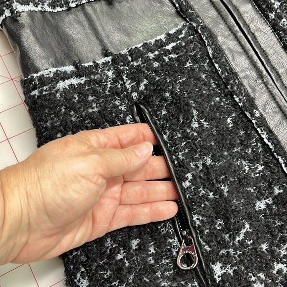 LAUNDRY by Shelli Segal Career City Faux Leather Metallic Tweed/Boucle Coat SZ M - Picture 6 of 16